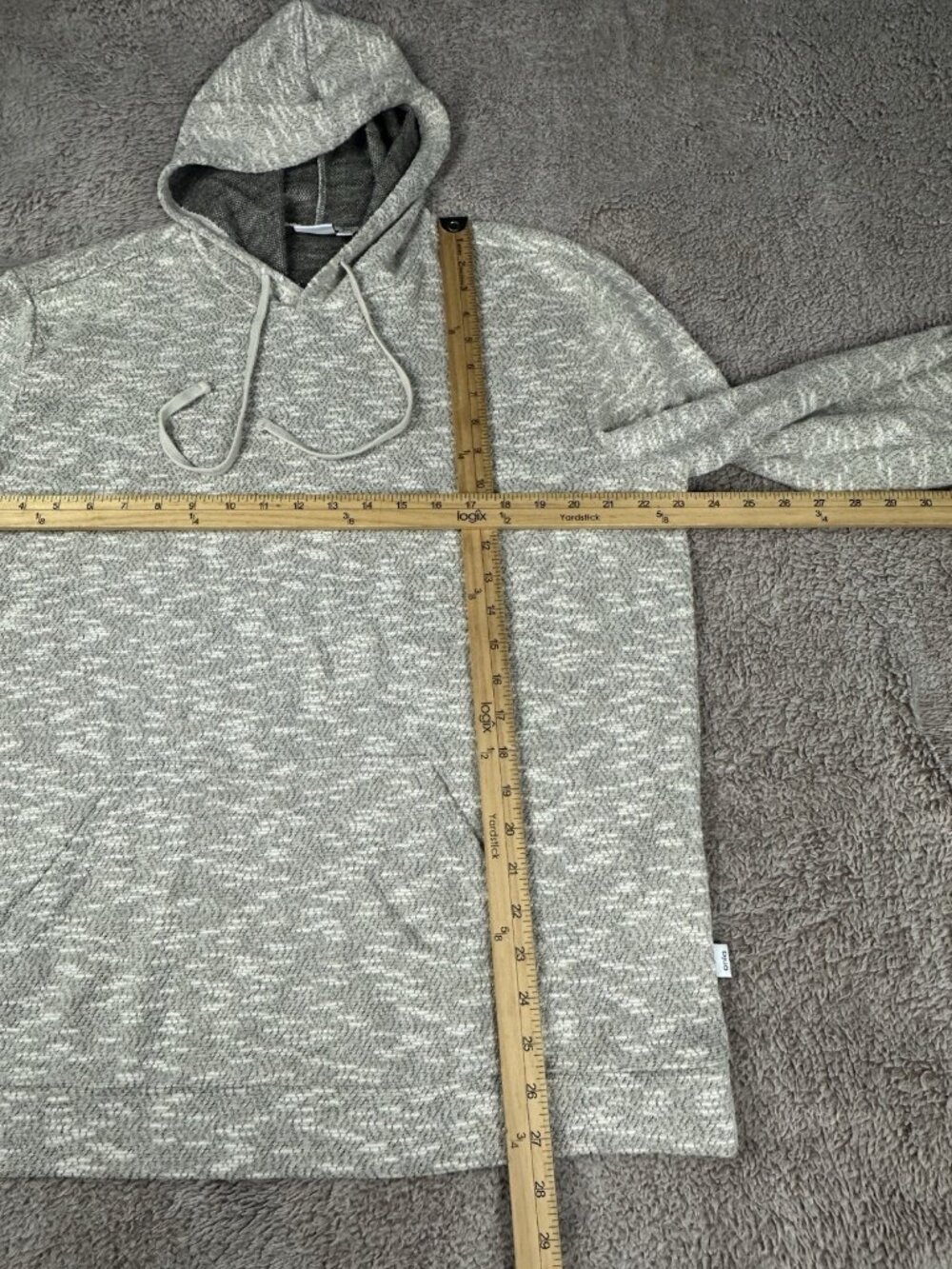 ONIA Hoodie Mens Large Beige Heather Cotton Henley Pullover Swester Tan - Picture 5 of 12